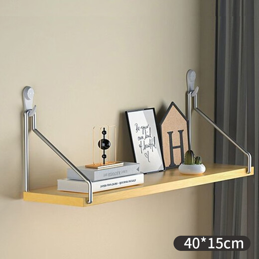 Ou Runzhe wall storage rack one-word storage rack no punching wall-mounted set-top box storage rack log color 40cm single