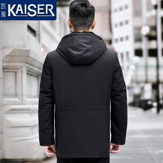 KAISER Parka Abrigo de visón Piel de invierno para hombre Todo en uno Traje de papá de visón entero con capucha de longitud media más forro de visón entero negro de piel engrosada de terciopelo XL 175 (Adecuado para un peso de 125-145 Jin Jin es igual a 0,5 kg)