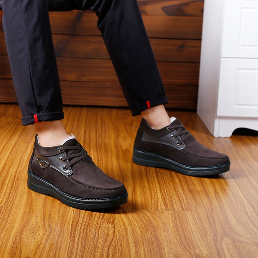 Hongxingxiang Old Beijing Clate Shoes Мужская хлопчатобумажная обувь зимние шерстяные туфли мужская обувь теплые плюс бархатные повседневные туфли против скольжения среднего возраста и пожилые туфли для папы 9910 мужская черная шерсть плюс бархат 38