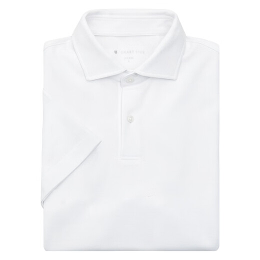Season 5 SMART FIVE heavy double bead floor short-sleeved POLO shirt men's ice silk pure white light luxury business shirt collar daily commuting T white D757 L (weight recommended 66-75kg)