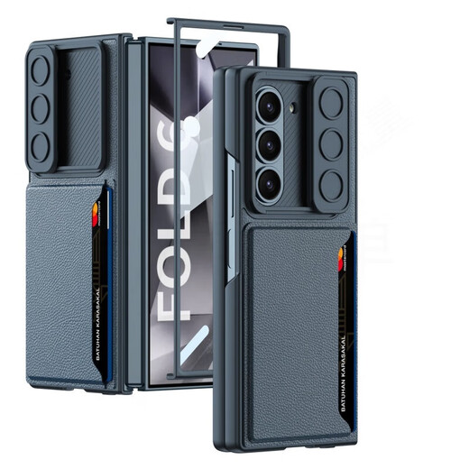 Geeignet für Samsung Zfol6 Mobiltelefon Hülle Klappbildschirm Dünne Business Plain Leder Card Bag Herrenabdeckung Anti-Fall-Handy-Schutzhülle Cover [Shell Film] Kartenbeutel-Lengshanhui