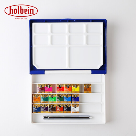 Holbein (Holbein) Japonais Holbein Artists aquarelle artiste artiste solide aquarelle pigment 12 couleurs (PN691)-coffre à rouge [Envoyer du papier aquarelle Baohong 32k / 10 feuilles]