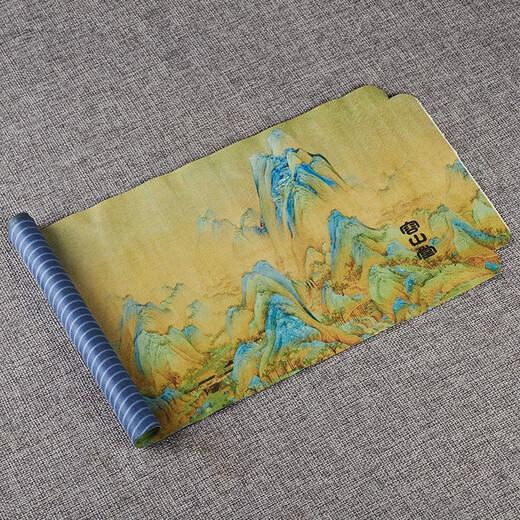 Rongshantang Hexing waterproof tea mat, suede tea table flag, cotton and linen fabric, Heart Sutra dry tea towel, host seat tea set, suede waterproof tea mat-Thousand Miles of Rivers and Mountains Host Seat
