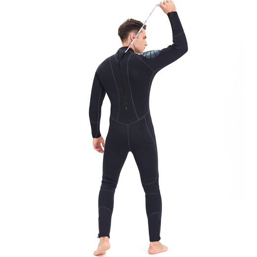 Swimming speed YonSub 5mm wetsuit for men, one-piece warm, deep diving professional cold protection, thickened scuba frogman thermal insulation, deep sea, black XL