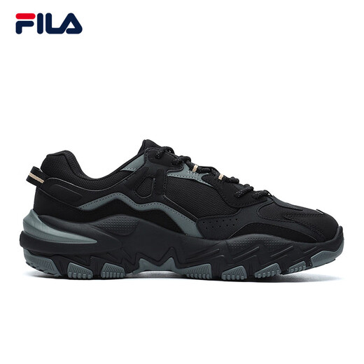 斐乐（FILA）男女同款跑步鞋舒适轻便慢跑透气休闲运动鞋七夕送掠夺者情侣鞋 黑/中灰-BM【男款】 43