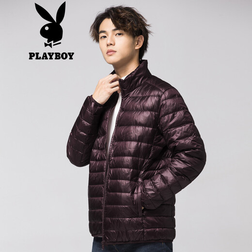 Playboy PLAYBOY 2019 Autumn and Winter Lightweight Down Jacket Men's Short 90 White Duck Down Stand Collar Casual Down Jacket 68880161 Seaweed Purple 175/XL