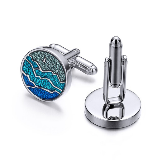 KFLK High-End-Shirt Manschettenknöpfe Herrenärmel Shirt Knöpfe Business Geschenk Französisch Manschettenknöpfe Metallanpassung Neues Produkt, fliegt über die Berge Cufflinks Blue Serie
