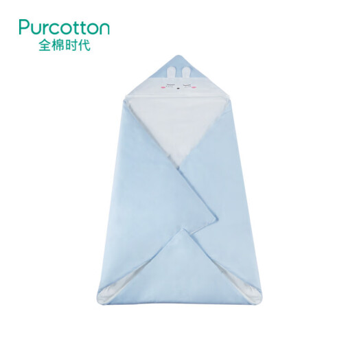 Pure cotton era baby blanket thick removable bile blanket newborn baby anti-jump pure cotton swaddle autumn and winter thick blue bunny 90cm90cm