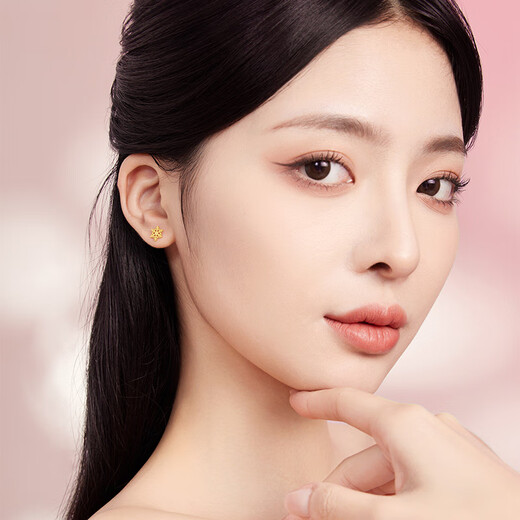 Saturday Fu 5G craft gold earrings for women romantic fairy snow pure gold earrings price A0912072 about 1.03g one pair