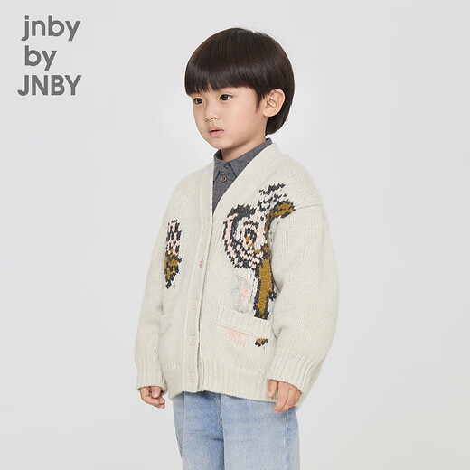 Jnby by JNBY parent-child clothing sheep wool Jiangnan Buyi children's clothing autumn cardigan jacket boys and girls 1N9311450 058 green gray white 110 cm