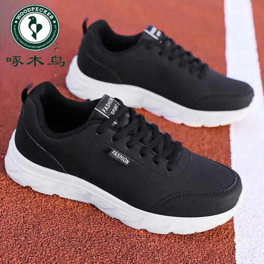 
Woodpecker Sneakers Men's 2024 Autumn and Winter New Casual Lightweight Trendy and Versatile Leather Waterproof Student Running Shoes 14088 Gray 38