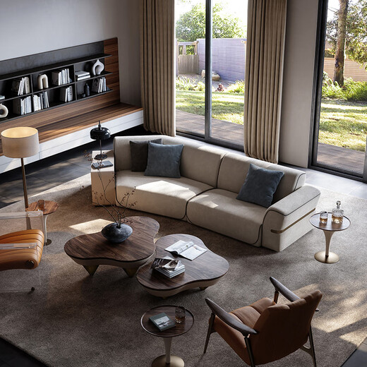 
TAZA sofa Italian minimalist fabric sofa Villa whole house matching living room series Light luxury module sofa combination Top Notch fabric VIP module 4 foot pedal V-class full leather