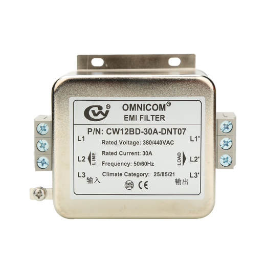 Taiwan omnicom three-phase 380V power filter terminal rail installation anti-interference filter CW12BD-30A-DNT07 30A flat installation three-phase three-level easy wiring terminal