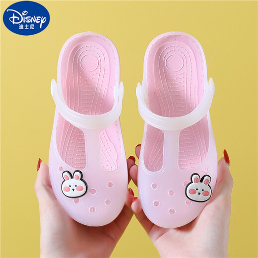 迪士尼（DISNEY）新款女孩童凉鞋女童洞洞鞋厚底夏中大童女童沙滩鞋学生凉拖鞋 果冻公主金色 25 内长16.5cm