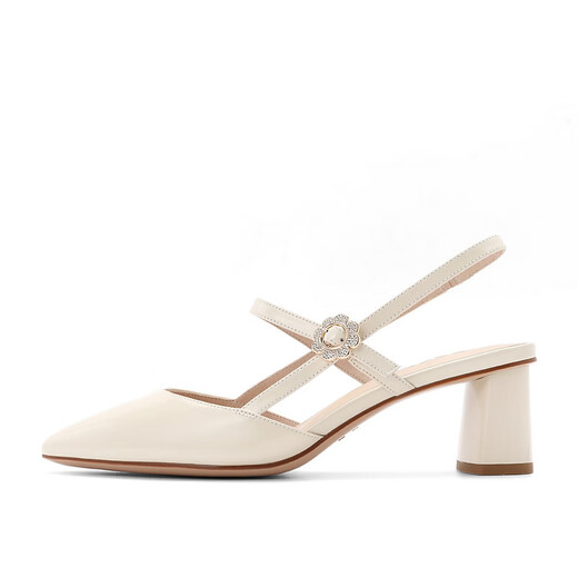 Belle pointed sandals for women's shopping malls, same genuine leather elegant and fresh bag-toe sandals BM733BH3 beige 36 (230mm)
