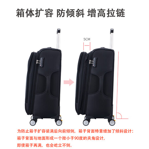 
SHENGSHISABER Swiss Army Knife Group Trolley Case Student Oxford Cloth Suitcase Universal Wheel Men and Women's Travel Box Large Capacity 1713 Black 24 Inches