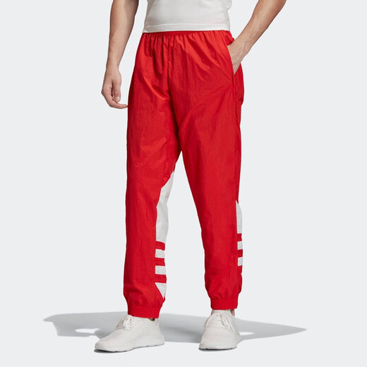 阿迪达斯 （adidas） 三叶草男子经典大LOGO复古时尚收脚束口拼色运动休闲长裤FM9898 红色/FM9898 S (参考身高:173~178CM)