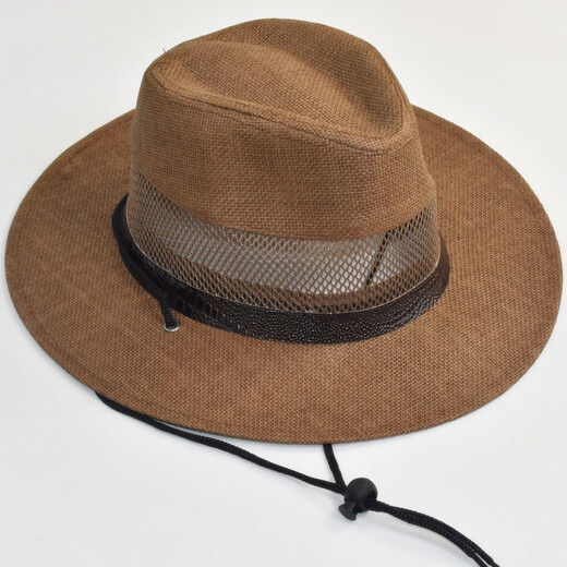
Li Yun HouSe top hat men's summer breathable sun hat mesh hollow straw woven breathable flat brim top hat-brown M (56-58cm)