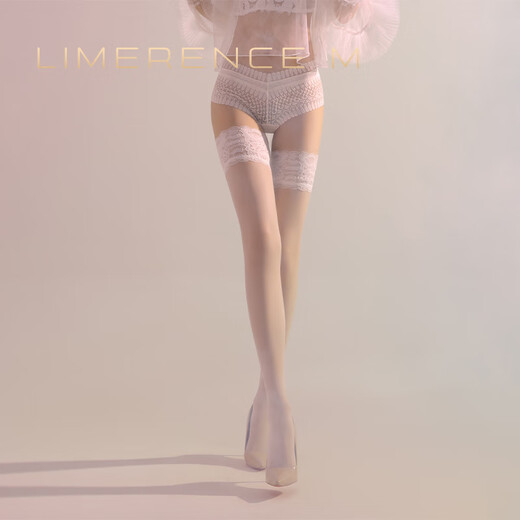 Lai Mi Runsi 0.01 Stockings Monet Garden Silky Women's Thin Sexy Lace High Stockings White One Size