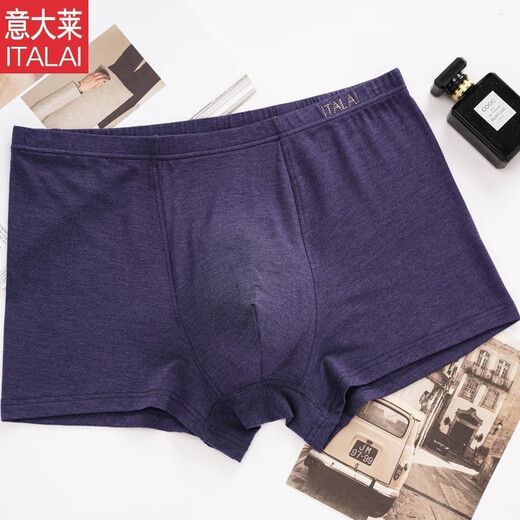 意大莱（Italai）男士抗菌内裤加肥加大男平角裤莫代尔透气四角裤大码底裤肥佬短裤 4882琉璃红 1条装 5XL/125B