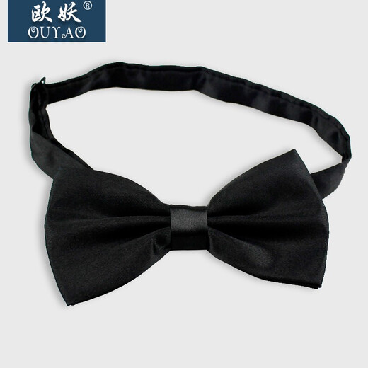 OUYAO men's formal business bow tie black classic groomsmen bow solid color Korean style groom wedding bow tie black