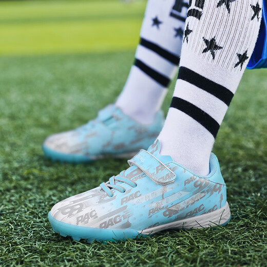 Senses zapatos de fútbol para niños sin encaje para estudiantes, hombres y mujeres, Falcon TF Broken Nails Velcro zapatillas de entrenamiento de hierba artificial 6195 Mes Color Nailas rotas 36 zapatos deportivos estándar Tamaño