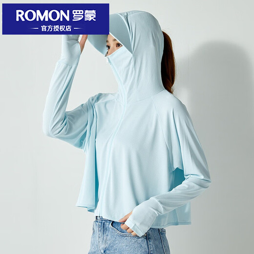 Romon cape style sun protection clothing for women in summer new style ice breathable stretch thin loose skin clothing for women large brim anti-UV smock outdoor cycling sun protection clothing jacket for women light blue F (one size fits all) Romon cape style sun protection clothing for women in summer new style ice breathable stretch thin loose skin clothing for women large brim anti-UV smock outdoor cycling sun protection clothing jacket for women light blue F (one size fits all)