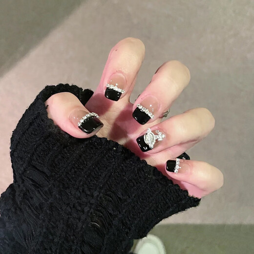 Mi ropa de siete días gelly gelly negro negro saturno cadena de diamantes manchas de uñas de uñas tableta de uñas terminadas by1049# plateado flash mariposa 1 modelo de pegamento