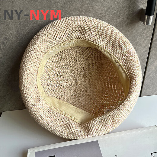 NY-NYM Internet celebrity ins beret women's spring and summer thin Japanese style hollow bud hat breathable Korean style face-showing little painter hat beige (hollow) M adjustable (54-57c)