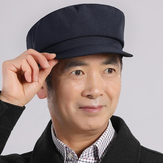 Changyin middle-aged and elderly hats, spring and autumn men's old hats, cloth hats, grandpa autumn flat-top thin dad hats, elderly Zhongshan hats, flat-top hats - autumn and winter black M 57C