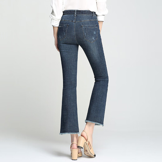 Cada vez que la ropa para mujeres de la primavera de primavera de microflares de primavera de los jeans para mujeres, los pantalones elásticos de las mujeres, las mujeres 9203 Blue oscuro 31