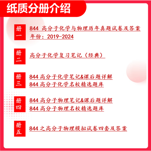 26 Examen de ingreso de posgrado de la Universidad de Shanghai 844 Polímero Química y Física Primera prueba Preguntas Información Conjunto completo de libros de papel cinco volúmenes Información electrónica gratuita