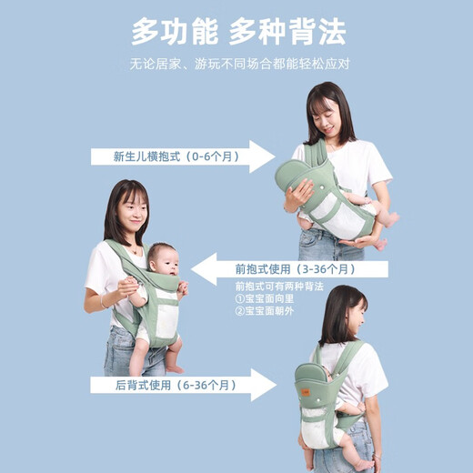 Beiyinfang recién nacido correa de bebé bebé horizontal frontal abrazo de abrazo de abrazo simple para bebés liviano sencillo manos de artefactos gratis menta verde* estilo neto