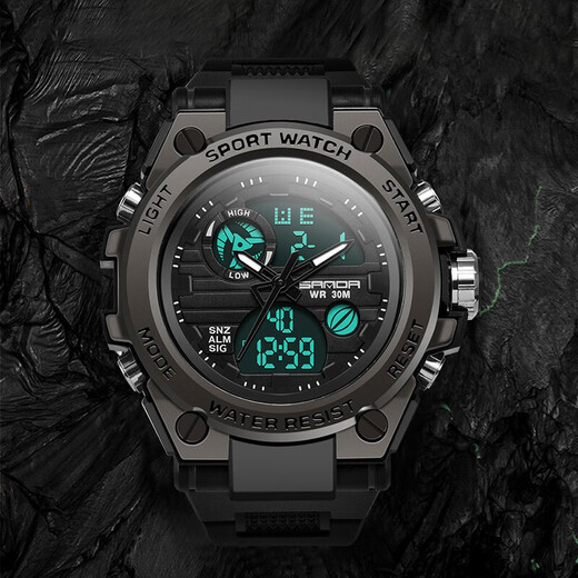 Lu Shizhe Watch Men's Trendy Fashion Junior High School Élèves de Sports Outdoor Electronic Watch imperméable Adolescent lumineux Military Watch 739 Black Bleu