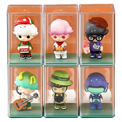 KAMAN Blind Box Storage Display Rack Transparent Dustproof Jar Bubble Mart Doll Doll Storage Box White 6 Pack Free of Glue