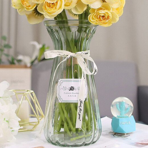 Shengshi Taibao glass vase vase dry flower gypsophila artificial flower container living room decoration ornaments transparent color 22cm