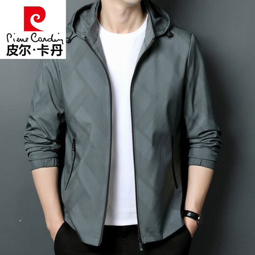 皮尔卡丹（pierre cardin）高档春秋季夹克外套男士薄款中青年时尚休闲百搭可拆卸连帽上衣 K12127款绿色(可脱卸帽) 190/3XL