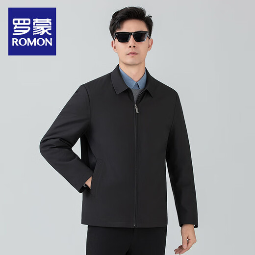 ROMON 90 goose down removable business down jacket executive jacket men's autumn and winter new thickened warm top jacket for men black lapel YR1999 removable goose down liner XL 130-150Jin Jin equals 0.5 kg