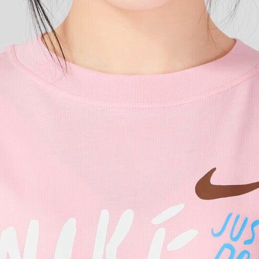 耐克（NIKE）短袖女装2025夏季运动服时尚宽松透气圆领休闲上衣半袖T恤  FJ7714-690粉色 XL