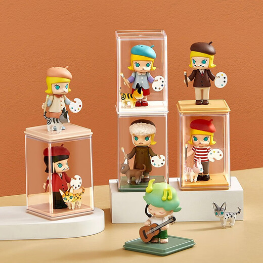 KAMAN Blind Box Storage Display Rack Transparent Dustproof Jar Bubble Mart Doll Doll Storage Box White 6 Pack Free of Glue