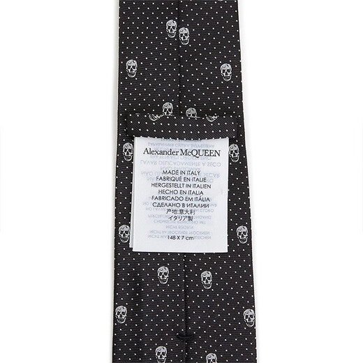 亚历山大.麦昆（ALEXANDER MCQUEEN）男士骷髅印花真丝领带 165724 4Q053 1077 黑色