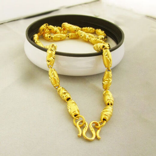 Cherry edge Vietnamese sand gold necklace men's hollow thick 24K simulated gold-plated 999 olive beads non-fading large gold chain 6 mm thick 60 cm 57 grams