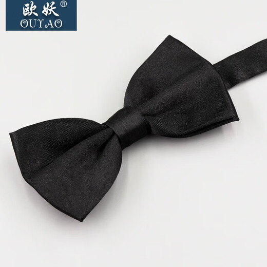 OUYAO men's formal business bow tie black classic groomsmen bow solid color Korean style groom wedding bow tie black