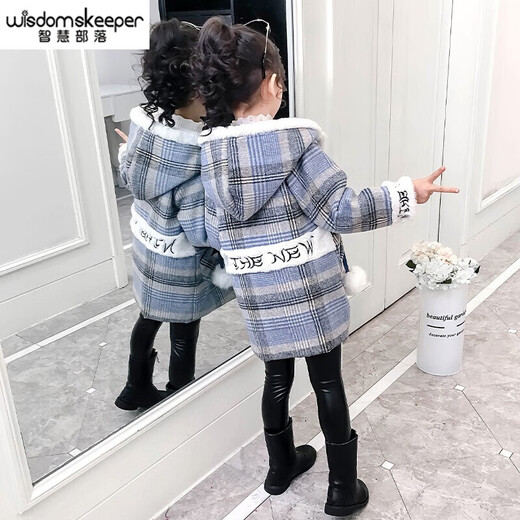 Hengli Girls' Jacket Autumn and Winter New Children's Woolen Jacket Thickened Western Style Girl Internet Celebrity Woolen Coat Medium and Large Children Pink 160