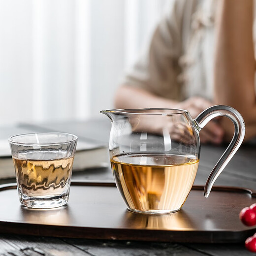 禾器·炫彩小翊口透明色茶海公道杯 手工茶具配件高硼硅耐高温玻璃分茶器 小翊口茶海(透明色)1449