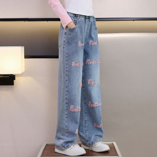 Youyyou 1 point Girls Internet Celebrity printemps and umnom style street costume de nouveau sweat de printemps pour enfants Big Children's Sweatshirt Jeans à la mode 4882 blanc 13042 Bleu [Style de printemps et automne] 140cm (recommandé 55-65 Jin [Jin équivaut à 0,5 kg])))