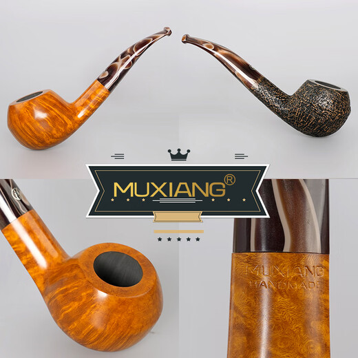 MUXIANG Heather Pipe's Men's Fabilleuse à la main Bulldog Pipe Suffon Souffon Même modèle 673 Traditionnel Old Fashioned Smoking Tool Tool Coumor Gold Coumor 673