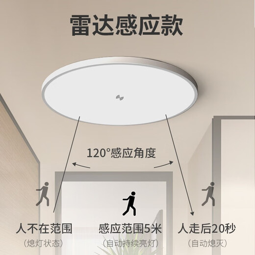 Shixia led three-proof sensor lamp voice-controlled human body sensor ceiling lamp radar sensor home stair aisle garage lamp 15W voice-controlled sensor 22*2cm