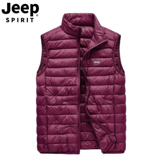 JEEP SPIRIT羽绒马甲男秋冬季男士鸭绒轻薄立领保暖马夹中青年休闲时尚坎肩背 H7170豆绿色 2XL