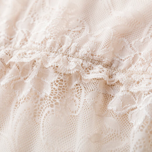 Summer mulberry silk sling wrap bra vest thin lace silk anti-exposure bra breathable flesh color XL